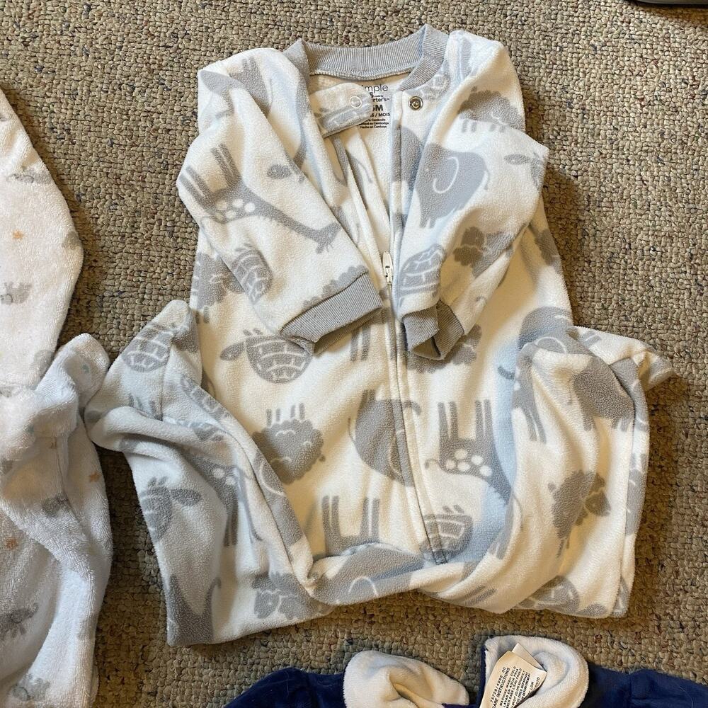 LotOf4 Unisex Baby 3-6-9M Footies Pajamas LittleMe Carters Animals Plaid Angel - Picture 3 of 8